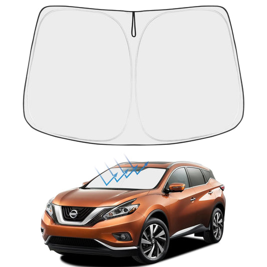 Proadsy 2025 Upgrade Windshield Sun Shade Custom Fit Nissan Murano 2015-2024 2025 4-Layer Foldable Front Sunshade Protector Sun Visor Blocks UV Rays Keep Car Cooler