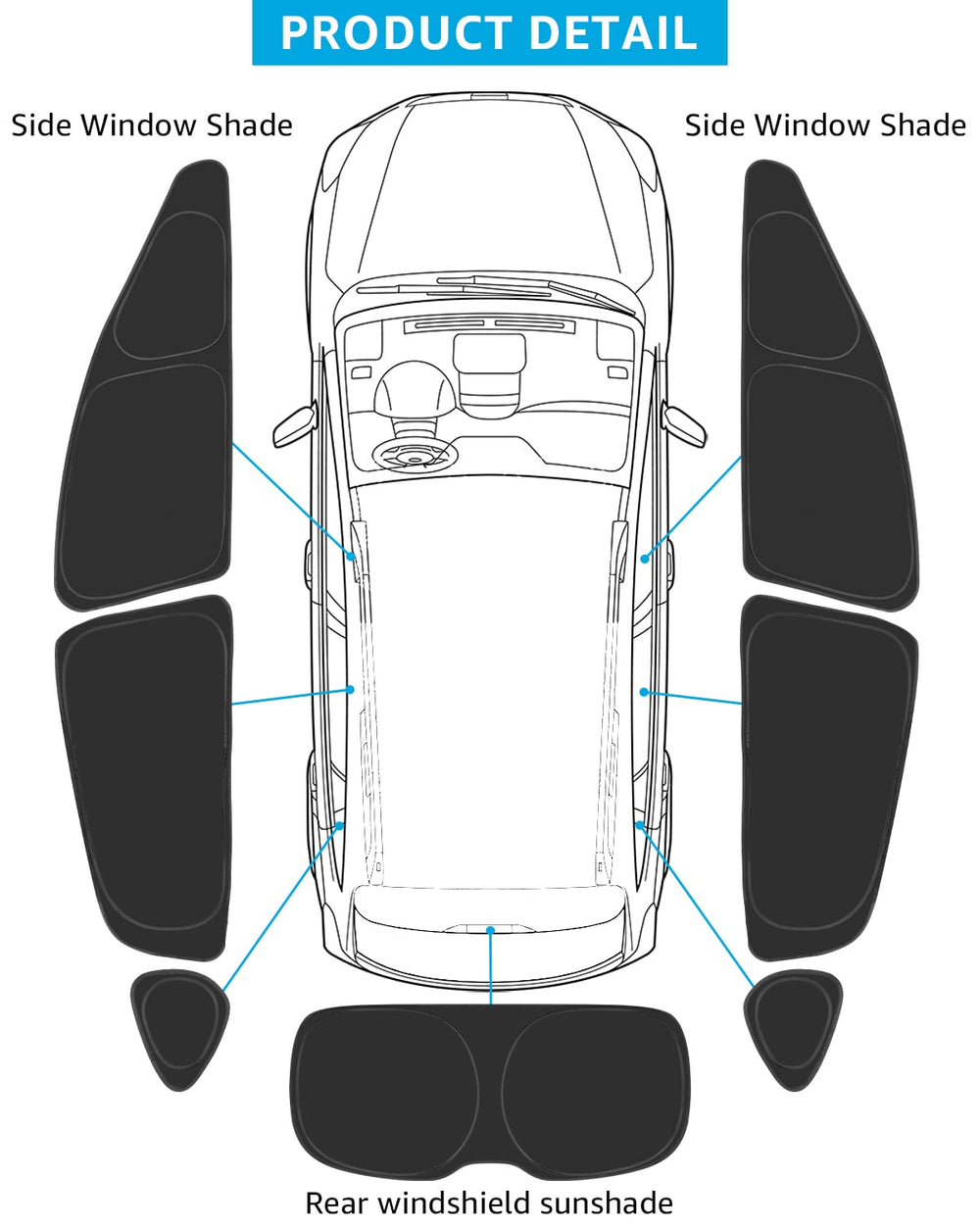 Proadsy 2025 Upgrade Window Sun Shade for Subaru CrossTrek 2023 2022 2021 2020 2019 2018 Side Window for Baby/Camping UV Rays and Privacy Protect Accessories Set of 7