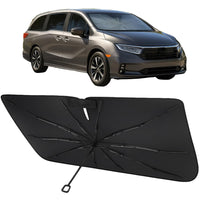 Proadsy Windshield Sun Shade Umbrella for Honda Odyssey 2018-2025 2026 LX,EX,EX-L,Touring,Elite Minivan Foldable with TPU Handle Spring Structure Crystal Cooling Material Protect Car from Rays & Heat