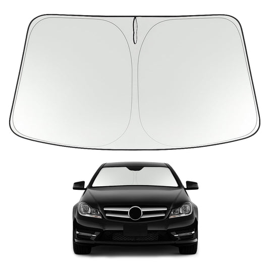 Proadsy 2025 Upgrade Windshield Sun Shade Custom Fit 2008-2014 Benz C Class Foldable Front Sunshade Protector Sun Visor Blocks UV Rays Keep Car Cooler