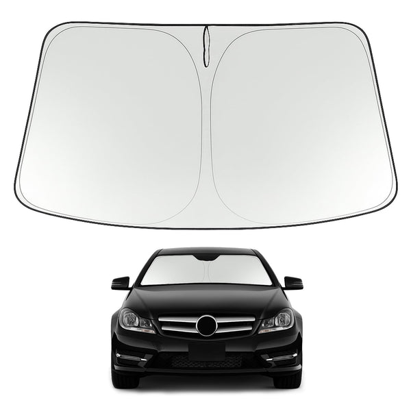 Proadsy 2026 Upgrade Windshield Sun Shade Custom Fit 2008-2014 C Class Foldable Front Sunshade Protector Sun Visor Blocks UV Rays Keep Car Cooler
