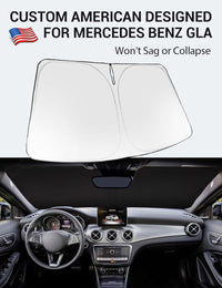 Custom American designed 2015-2020 Mercedes-Benz GLA windshield sunshade, will not sag or collapse