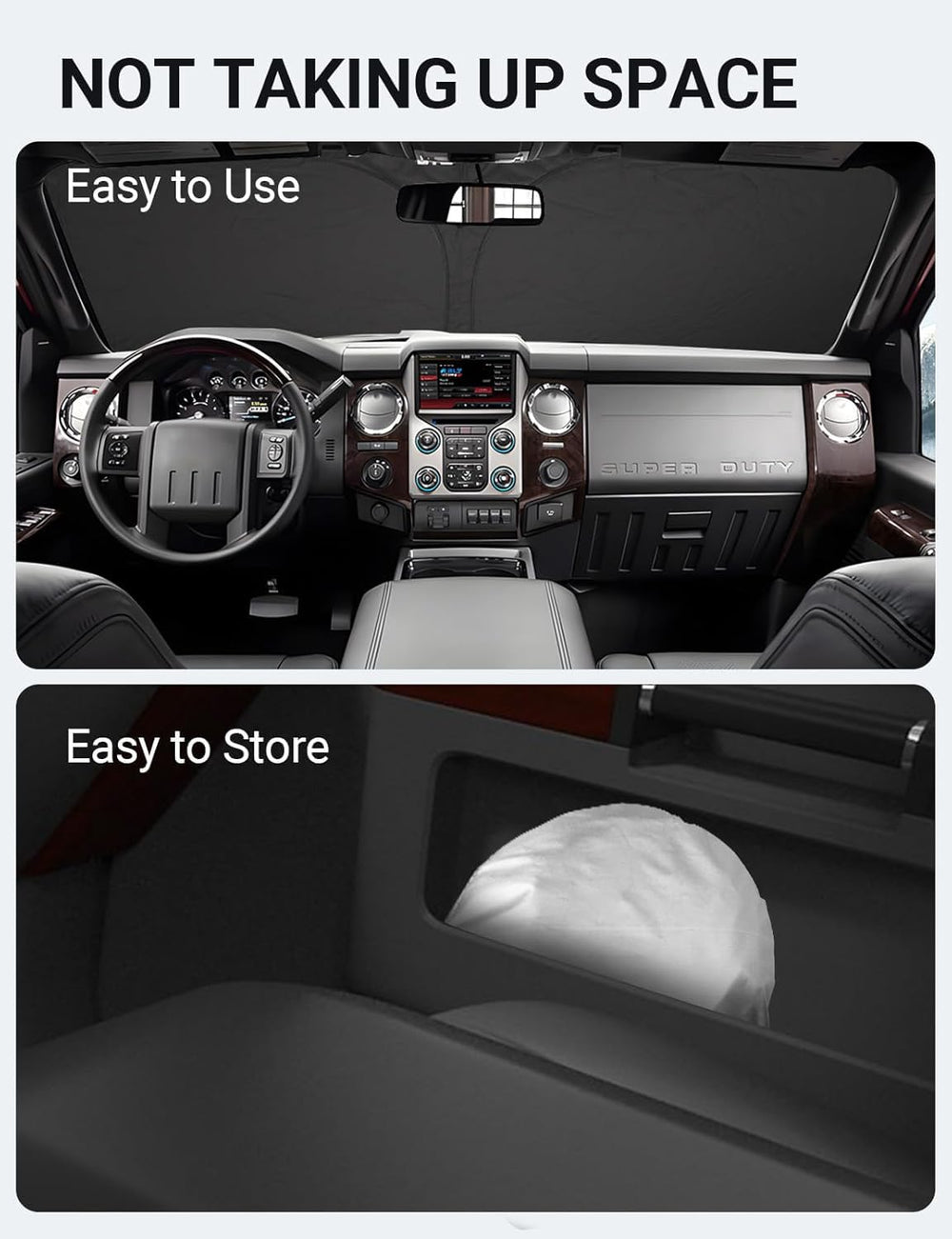 Proadsy 2025 Upgrade Windshield Sun Shade Custom Fit for 2008-2016 Ford Super Duty F-250 F250 F-350 F350 F-450 F450 F-550 F550 2Door 4Door Pickup Foldable Front Sunshade Protector Keep Car Cooler