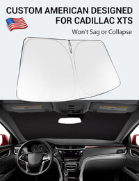 Custom American designed 2013-2019 Cadillac XTS windshield sunshade, will not sag or collapse