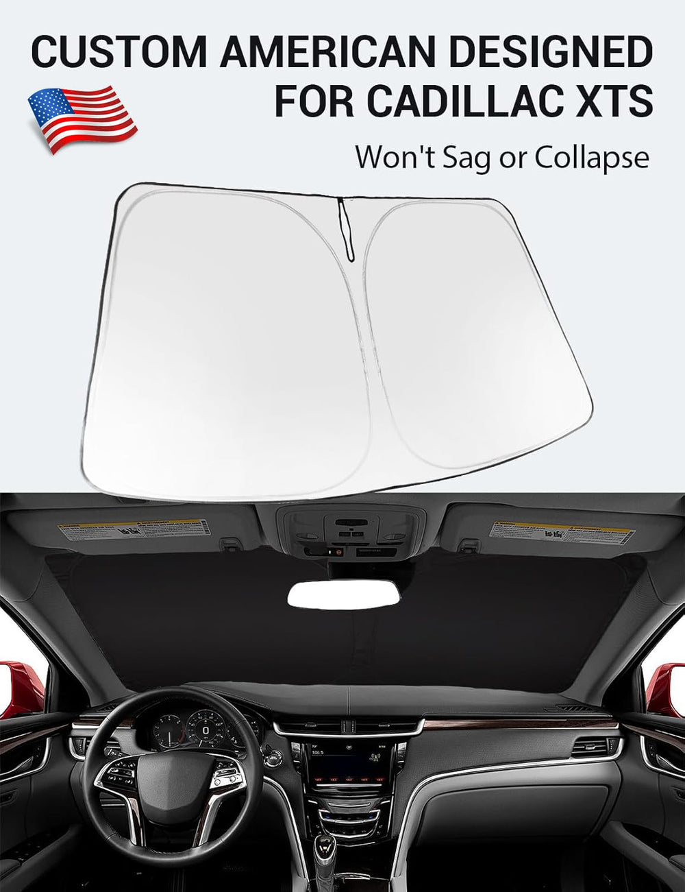 Proadsy 2026 Upgrade Windshield Sun Shade Custom Fit 2013-2019 XTS Foldable Front Sunshade Protector Sun Visor Blocks UV Rays Keep Car Cooler