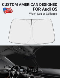 Custom American designed 2018-2024 Audi Q5 windshield sunshade, will not sag or collapse