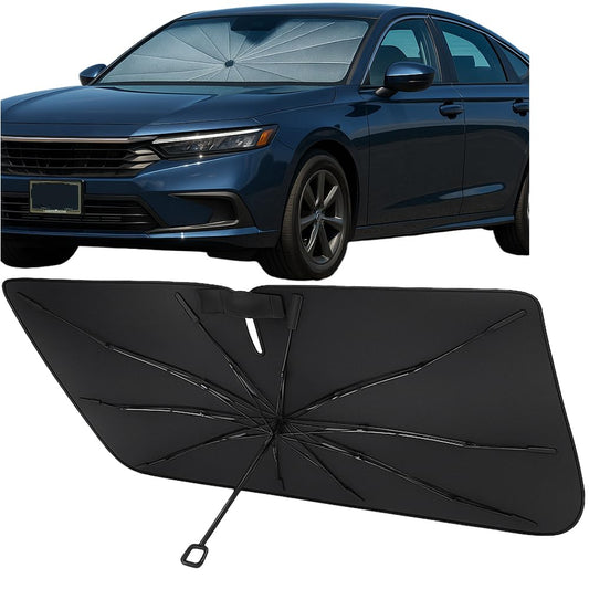 Proadsy Windshield Sun Shade Umbrella for Honda Accord 2023-2025 2026 Foldable Car Umbrella Sunshade with Soft TPU Handle Spring Structure Crystal Cooling Material Protect Car from Rays & Heat