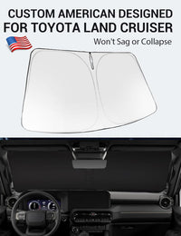 Custom American designed 2024-2026 Toyota Land Cruiser windshield sunshade, will not sag or collapse