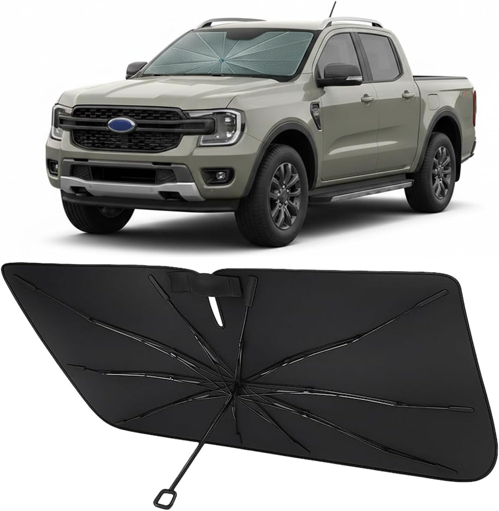 Proadsy umbrella windshield sunshade for 2019-2026 Ford Ranger — canopy, frame and sleeve