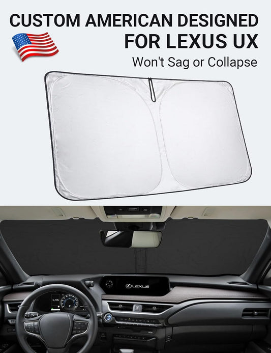 Custom American designed 2019-2026 Lexus UX windshield sunshade, will not sag or collapse