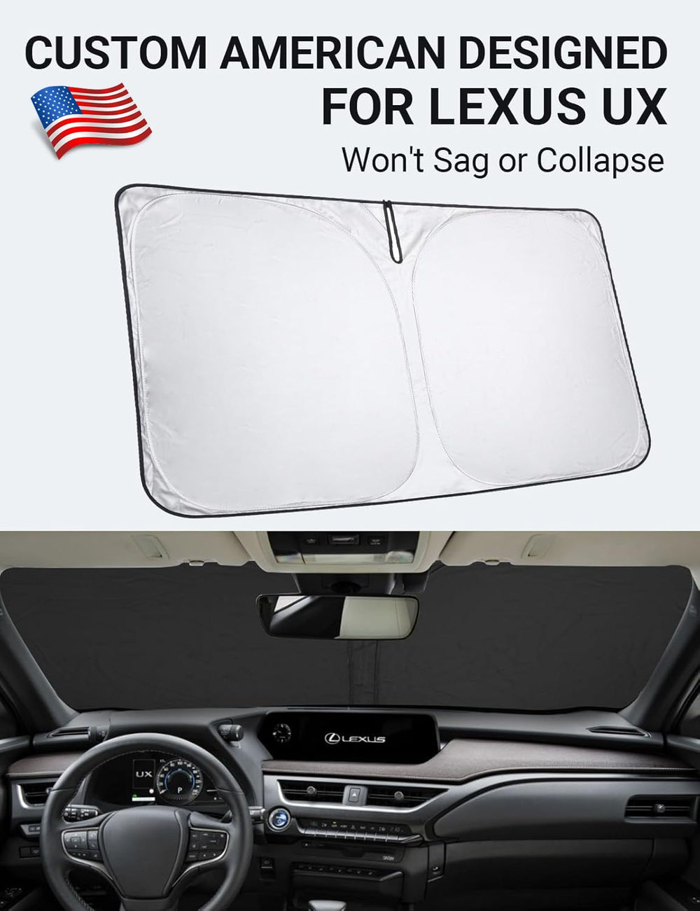 Proadsy Custom Fit Lexus UX 2019-2024 2025 Windshield Sun Shade 4-Layer Foldable Front Sunshade Protector Sun Visor Blocks UV Rays Keep Car Cooler