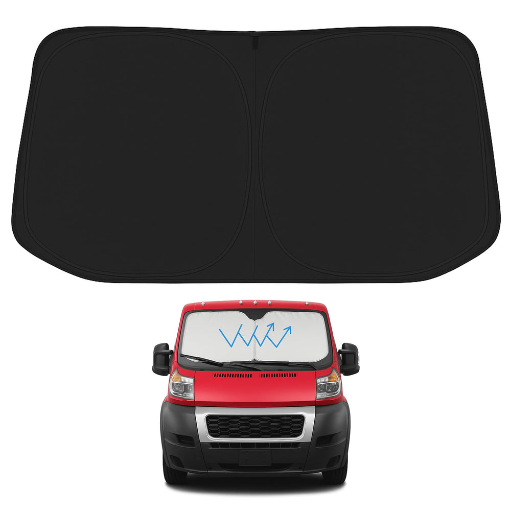 Proadsy 2026 Upgrade Windshield Sunshade Custom for 2014-2025 Dodge Ram ProMaster Reflective Heat Sun UV Protector Foldable Front Window Shade Prime Accessories