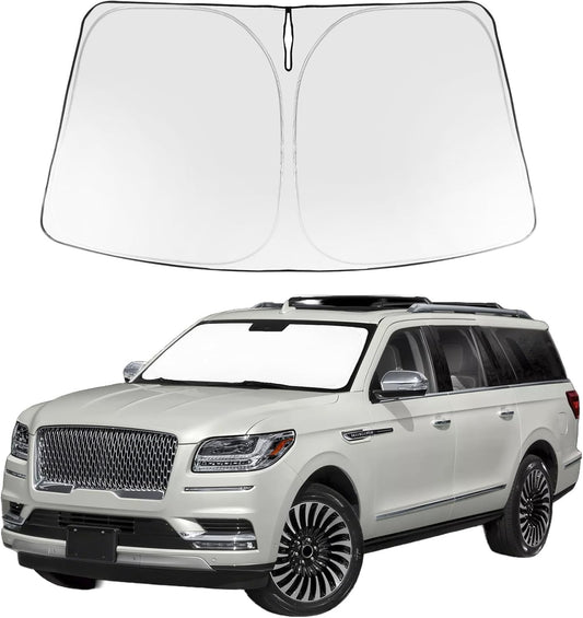 Proadsy 2025 Upgrade Windshield Sun Shade Custom Fit 2018–2023 2024 2025 Lincoln Navigator Foldable Front Sunshade Protector Sun Visor Blocks UV Rays Keep Car Cooler