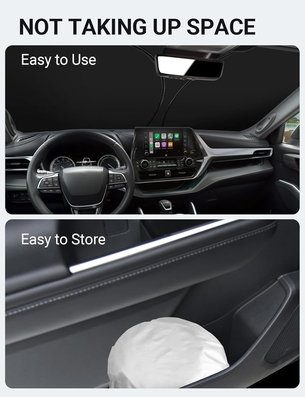 Proadsy Custom Fit Toyota Highlander 2020-2024 2025 Windshield Sun Shade 4-Layer Foldable Front Sunshade Highlander L LE XLE Limited Platinum Protector Sun Visor Blocks UV Rays Keep Car Cooler