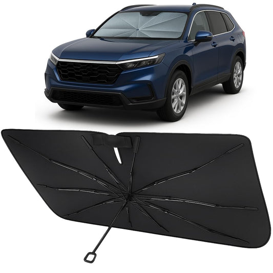Proadsy Windshield Sun Shade Umbrella for Honda CRV CR-V 2023-2025 2026 Foldable Car Umbrella Sunshade with Soft TPU Handle Spring Structure Crystal Cooling Material Protect Car from Rays & Heat