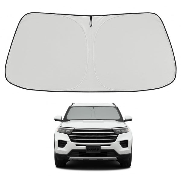 Proadsy 2026 Upgrade Windshield Sun Shade Custom Fit Ford Explorer 2020-2025 2026 4-Layer Foldable Front Sunshade Protector Sun Visor Blocks UV Rays Keep Car Cooler