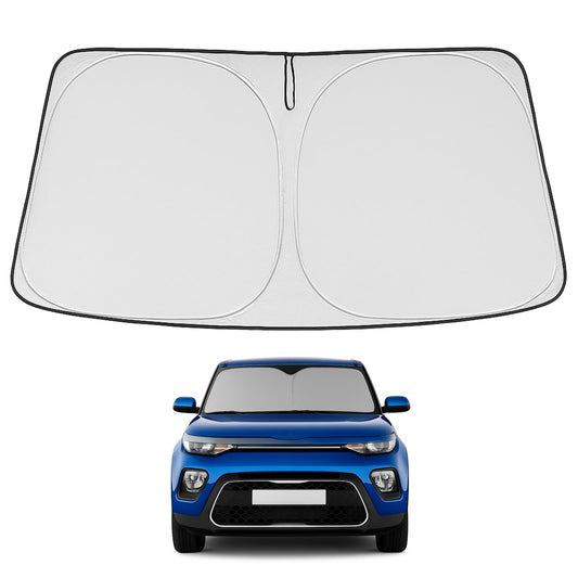 Proadsy 2025 Upgrade Windshield Sun Shade Custom Fit Kia Soul 2014-2019 4-Layer Foldable Front Sunshade Protector Sun Visor Blocks UV Rays Keep Car Cooler Accessories
