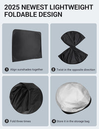 How to fold 2019-2025 BMW 3 Series windshield sunshade in 4 steps, lightweight foldable design with storage bag