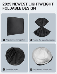 How to fold 2020-2025 Kia Telluride windshield sunshade in 4 steps, lightweight foldable design with storage bag
