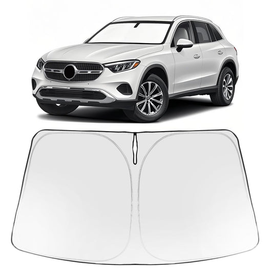 Proadsy 2026 Upgrade Windshield Sun Shade Custom Fit Mercedes-Benz GLC 2023-2025 2026 Foldable Front Sunshade Protector Sun Visor Blocks UV Rays Keep Car Cooler Accessories