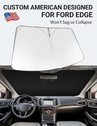 Proadsy 2026 Upgrade Windshield Sun Shade Custom Fit 2015-2024 Ford Edge Foldable Front Sunshade Protector Sun Visor Blocks UV Rays Keep Car Cooler