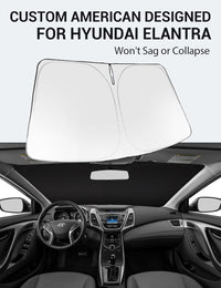 Proadsy 2026 Upgrade Front Windshield Sun Shade Foldable Sunshade Protector Custom Fit 2011-2016 Elantra Accessories
