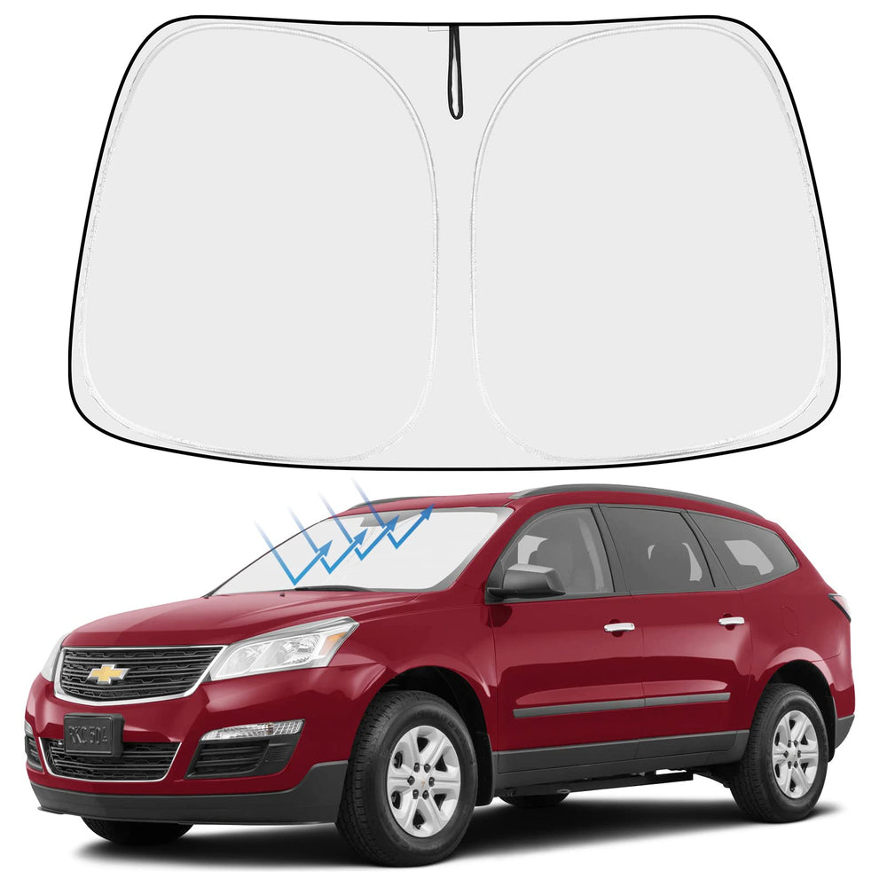 Front Windshield Sun Shade Foldable Sunshade Protector Custom Fit 2018-2023 Traverse LS, LT, RS, Redline, Premier, High Country SUV Accessories 2025 Upgrade