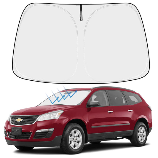 Front Windshield Sun Shade Foldable Sunshade Protector Custom Fit 2018-2023 Traverse LS, LT, RS, Redline, Premier, High Country SUV Accessories 2025 Upgrade