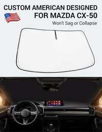 Custom American designed 2023-2026 Mazda CX-50 windshield sunshade, will not sag or collapse