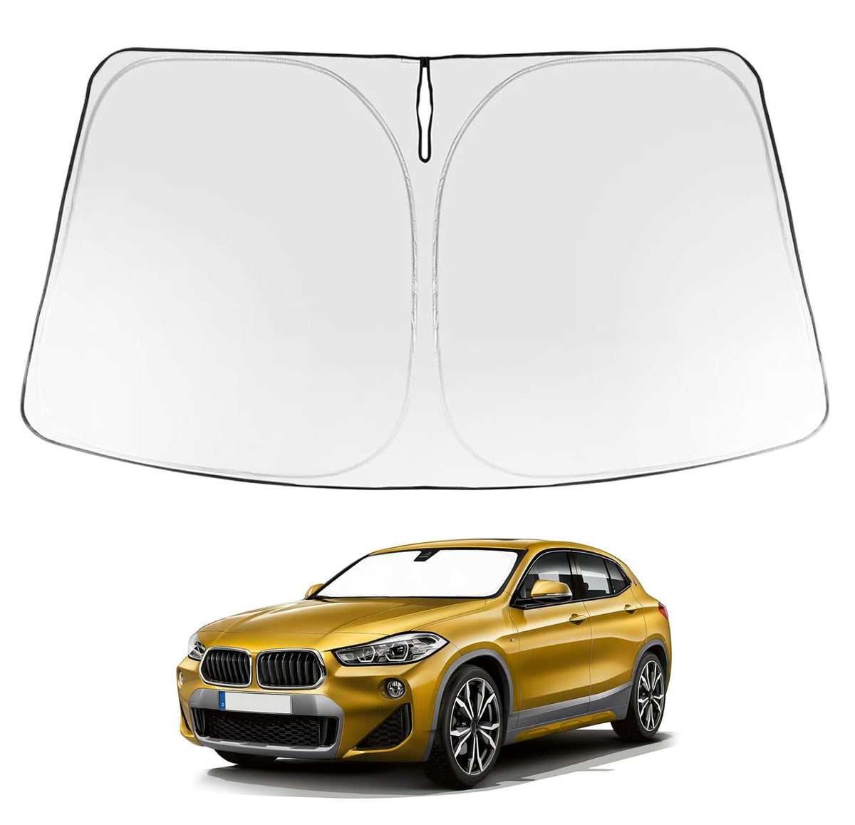 Proadsy 2026 Upgrade Windshield Sun Shade Custom Fit 2018-2023 BMW X2 F39 Foldable Front Sunshade Protector Sun Visor Blocks UV Rays Keep Car Cooler