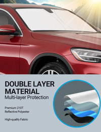 Proadsy 2026 Upgrade Front Windshield Sun Shade Foldable Sunshade Protector Custom Fit 2016-2022 GLC Class SUV & SUV Coupe GLC300 GLC350e 4Matic AMG GLC 63 Sport Accessories
