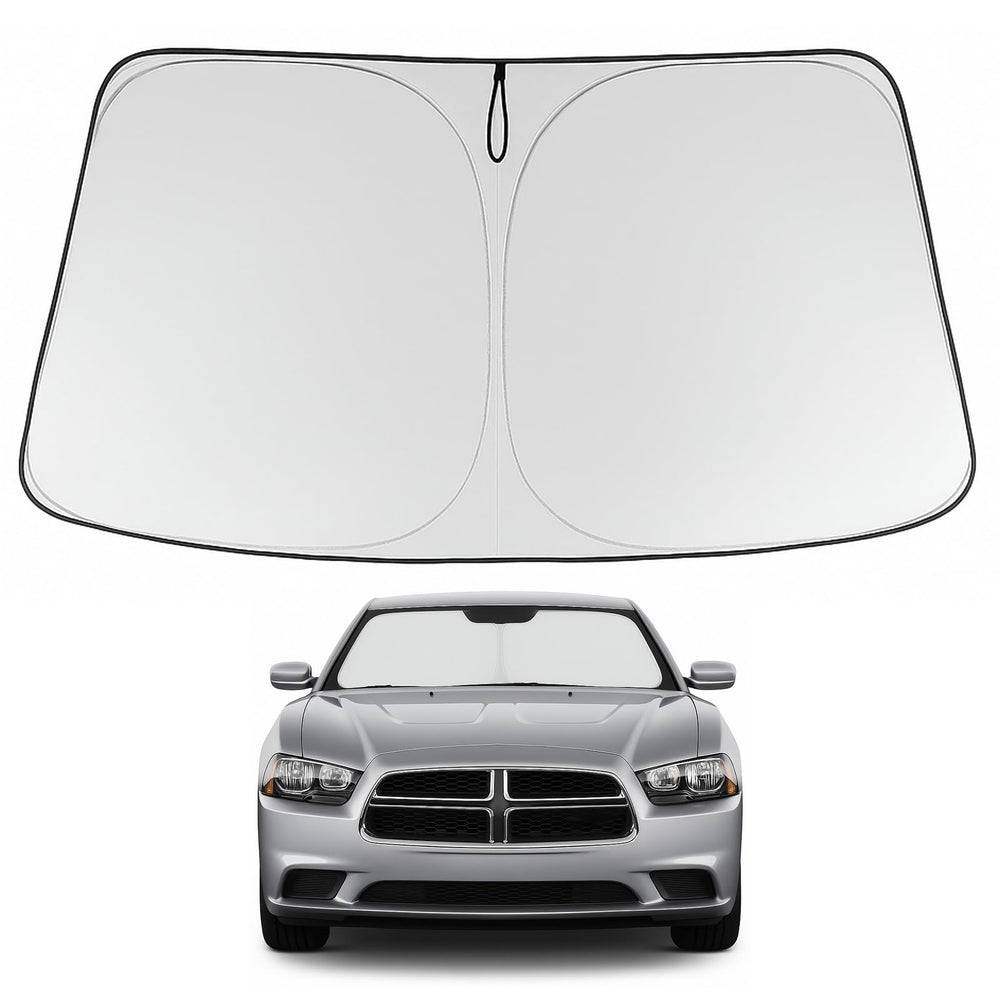 Proadsy 2025 Upgrade Windshield Sun Shade Custom Fit 2011–2023 2024 2025 Dodge Charger Foldable Front Sunshade Protector Sun Visor Blocks UV Rays Keep Car Cooler