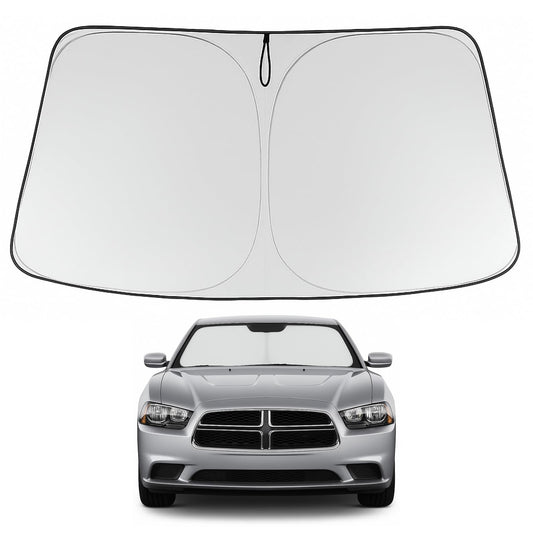 Proadsy 2025 Upgrade Windshield Sun Shade Custom Fit 2011–2023 2024 2025 Dodge Charger Foldable Front Sunshade Protector Sun Visor Blocks UV Rays Keep Car Cooler