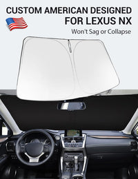 Custom American designed 2015-2021 Lexus NX windshield sunshade, will not sag or collapse