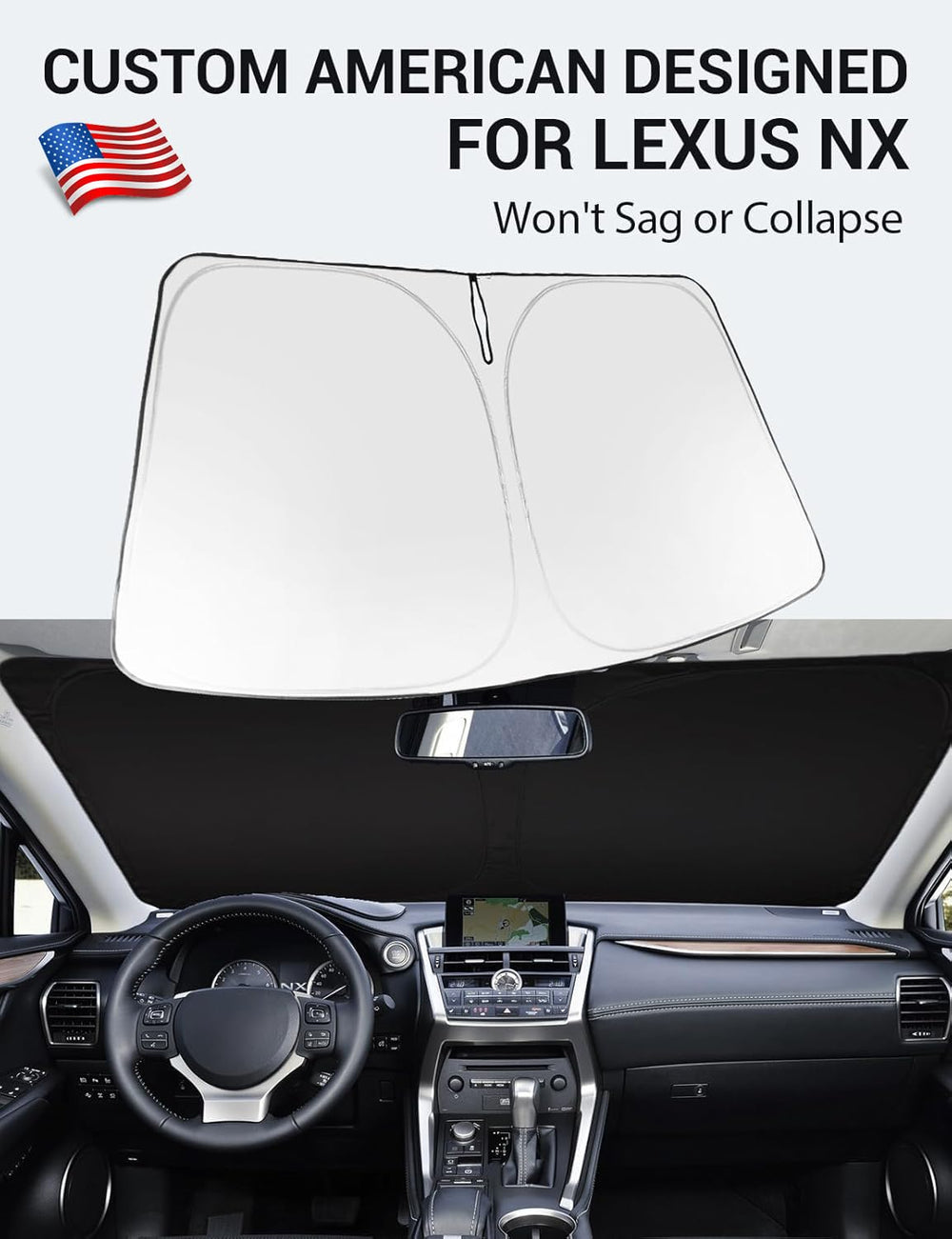 Proadsy 2025 Upgrade Windshield Sun Shade Custom Fit 2015-2021 Lexus NX Foldable Front Sunshade Protector Sun Visor Blocks UV Rays Keep Car Cooler