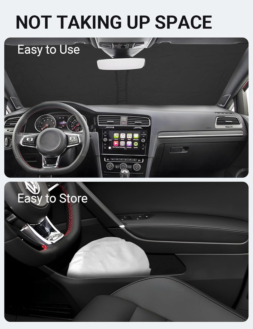 Proadsy 2025 Upgrade Windshield Sun Shade Custom Fit Volkswagen Golf GTI 2015-2021 4-Layer Foldable Front Sunshade Protector Sun Visor Blocks UV Rays Keep Car Cooler
