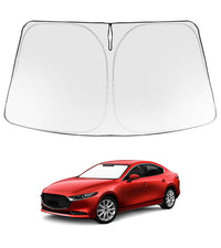 Proadsy 2026 Upgrade Windshield Sun Shade Custom Fit Mazda 3 2019-2025 2026 Mazda3 Hatchback/Sedan Front Sunshade Protector Foldable Sun Visor Blocks UV Rays Keep Car Cooler