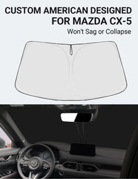 Proadsy 2026 Upgrade Windshield Sun Shade Custom Fit Mazda CX5 CX-5 2017-2025 2026 4-Layer Foldable Front Sunshade Protector Sun Visor Blocks UV Rays Keep Car Cooler