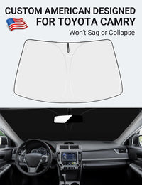 Proadsy 2026 Upgrade Front Windshield Sun Shade Foldable Sunshade Protector Custom Fit 2013-2017 Camry LE XLE Hybrid SE XSE Sedan Accessories