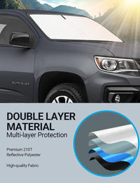 2015-2022 Chevrolet Colorado windshield sunshade detail view 5, custom fit front window sun shade
