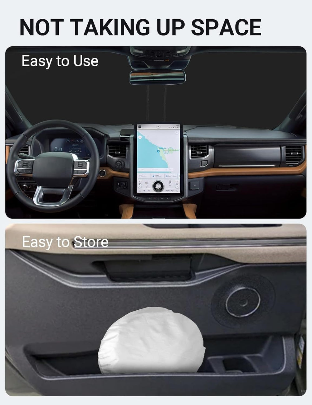 Proadsy 2025 Upgrade Front Windshield Sun Shade Foldable Sunshade Protector Custom Fit 2018-2024 2025 Ford Expedition Accessories