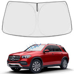 Proadsy 2025 Upgrade Windshield Sun Shade Custom Fit Mercedes Benz GLE 2020-2024 2025 4-Layer Foldable Front Sunshade Protector Sun Visor Blocks UV Rays Keep Car Cooler