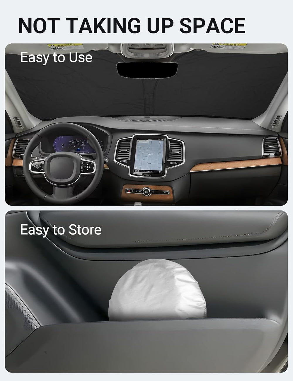 Proadsy 2026 Upgrade Windshield Sunshade Custom Fit 2016-2023 2025 Volvo XC90 Reflective Heat Sun UV Protector Foldable Front Window Shade Accessories