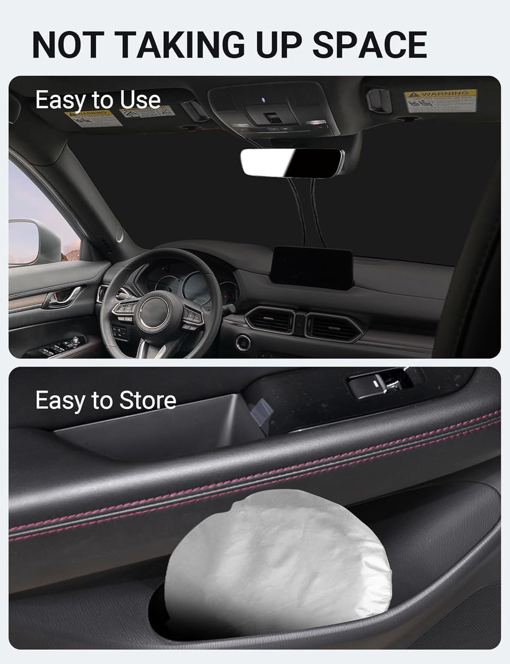 Proadsy 2025 Upgrade Windshield Sun Shade Custom Fit Mazda CX5 CX-5 2017-2024 2025 4-Layer Foldable Front Sunshade Protector Sun Visor Blocks UV Rays Keep Car Cooler