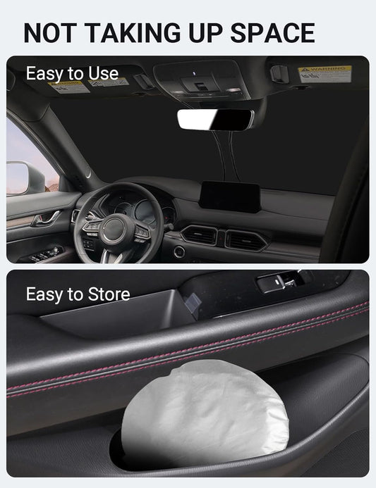 Proadsy 2026 Upgrade Windshield Sun Shade Custom Fit Mazda CX5 CX-5 2017-2025 2026 4-Layer Foldable Front Sunshade Protector Sun Visor Blocks UV Rays Keep Car Cooler