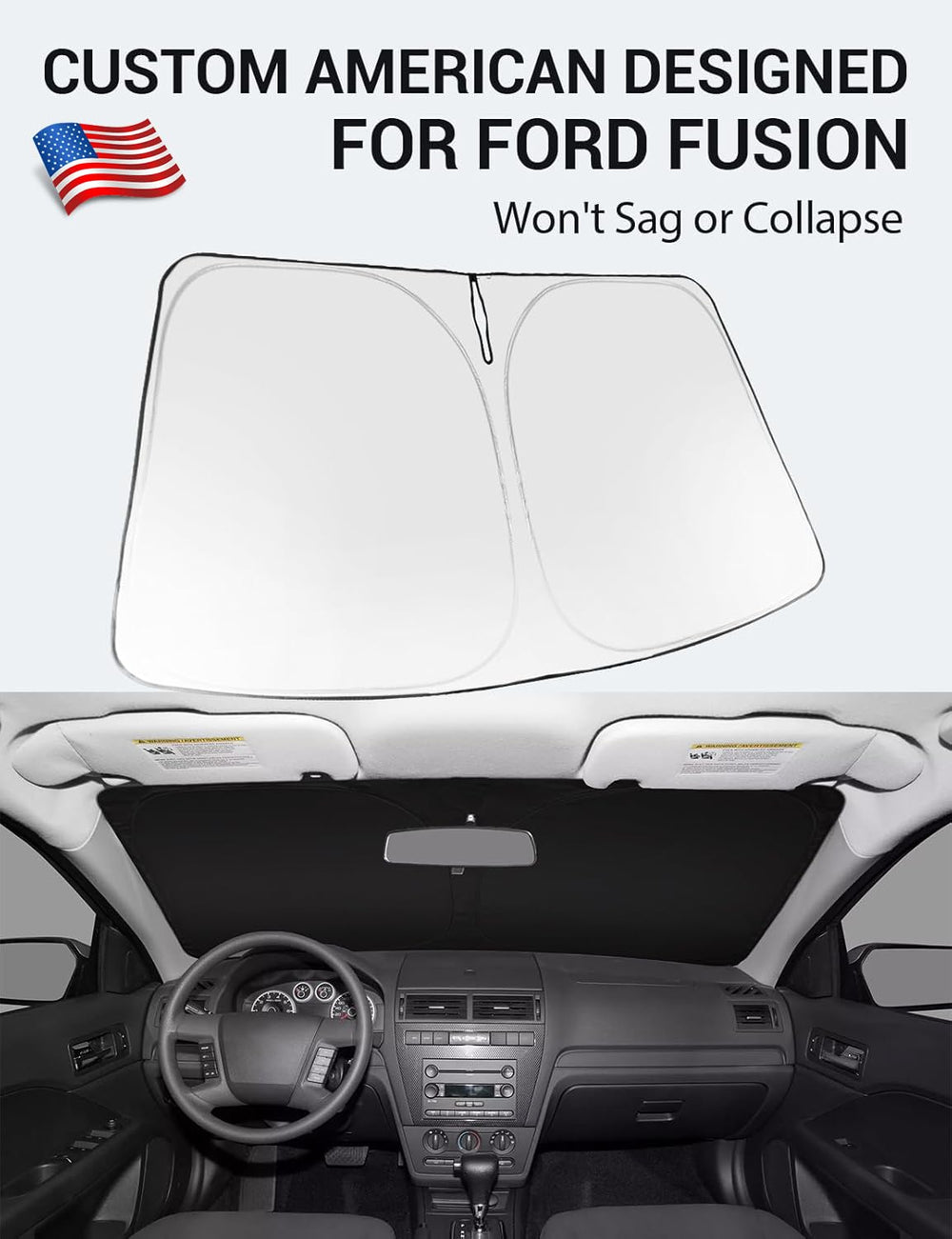 Proadsy 2025 Upgrade Windshield Sun Shade Custom Fit 2006-2012 Ford Fusion Front Window Sunshade Protector Foldable Sun Visor Blocks UV Rays Keep Car Cooler