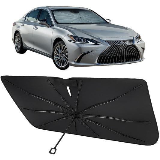 Proadsy Windshield Sun Shade Umbrella for Lexus ES 2019-2025 ES350 ES300h Foldable Car Umbrella Sunshade with Soft TPU Handle Spring Structure Crystal Cooling Material Protect Car from Rays & Heat