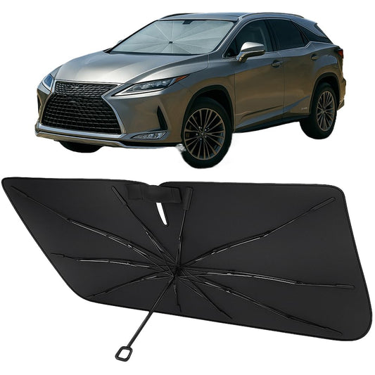 Proadsy Windshield Sun Shade Umbrella for Lexus RX 2016-2022 Foldable Car Umbrella Sunshade with Soft TPU Handle Spring Structure Crystal Cooling Material Protect Car from Rays & Heat
