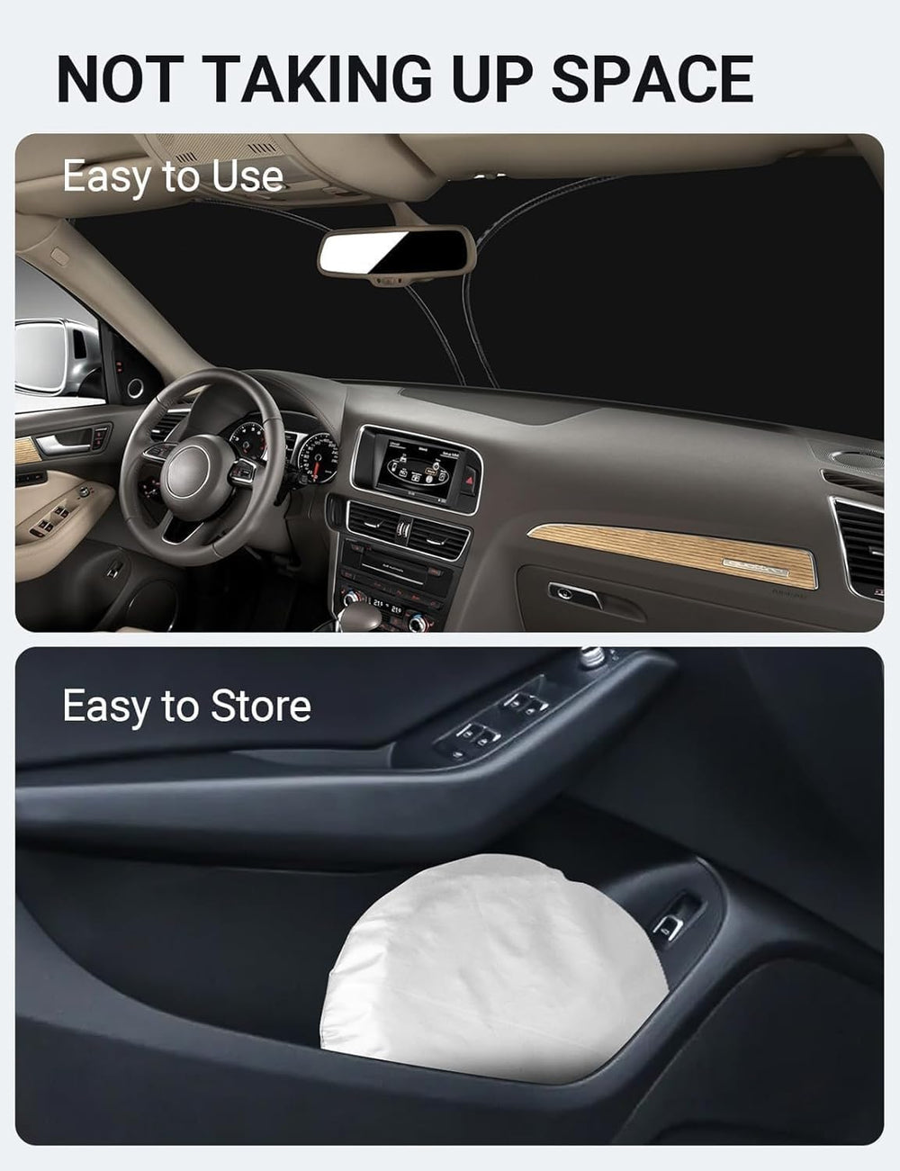 Proadsy 2025 Upgrade Windshield Sun Shade Custom Fit Audi Q5 SQ5 2010-2017 4-Layer Foldable Front Sunshade Protector Sun Visor Blocks UV Rays Keep Car Cooler Accessories