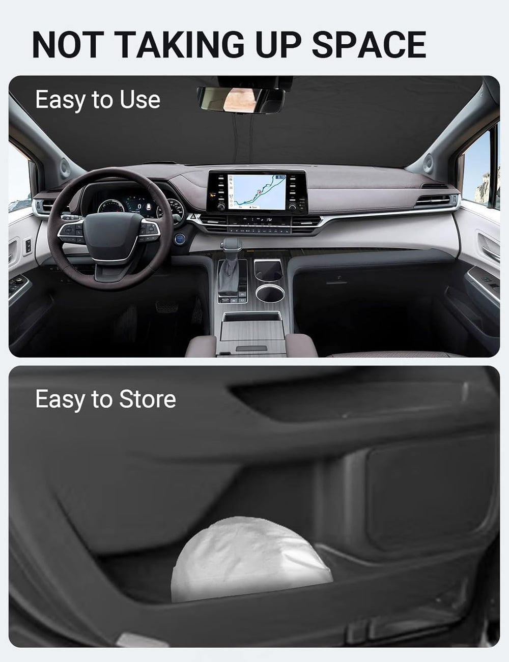 Proadsy Windshield Sun Shade for Sienna Mini Van 2021-2025 2026 4-Layer Foldable Front Sunshade Protector Sun Visor Blocks UV Rays Keep Car Cooler